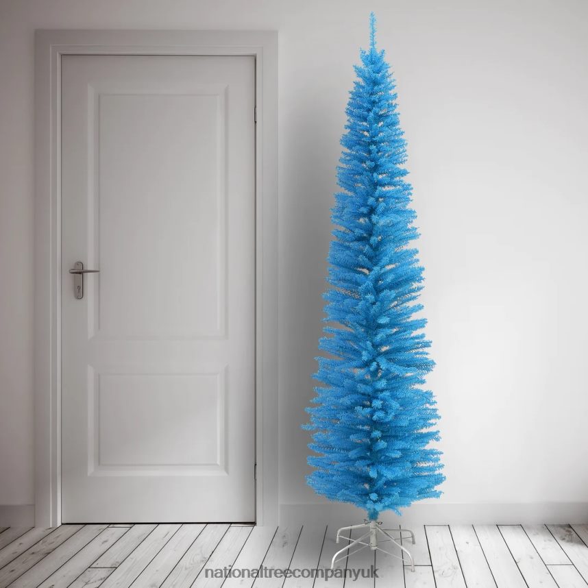 Trees | National Tree Company 75 Feet Slim Light Blue Christmas Tree with White Stand F2L4F81